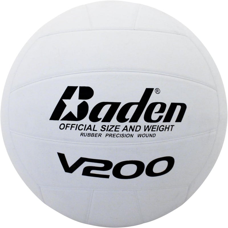 Baden V200 Rubber Volleyball | Durable All Purpose Volleyball | Perfect for Indoor and Outdoor Play | Suitable for All Ages | Official Size 5, Classic White Design - Image 1